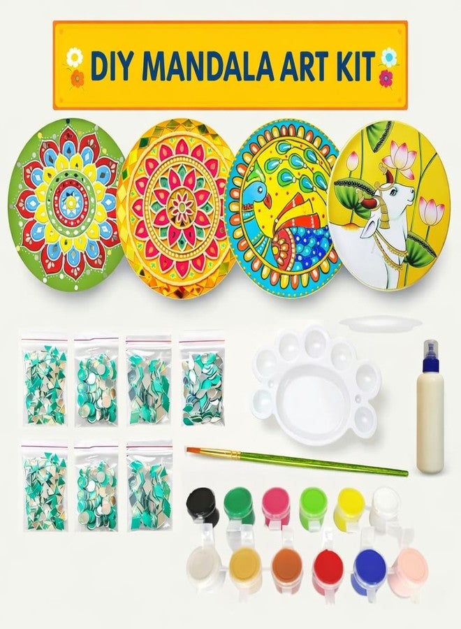 Decordial lippan Art Materials DIY kit with Four Designs Premarked MDF Board (4 pcs premarked Art Board - Image 2